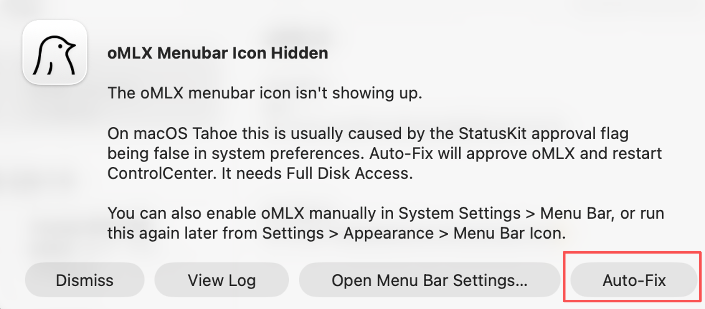macOS 菜单栏图标修复提示截图